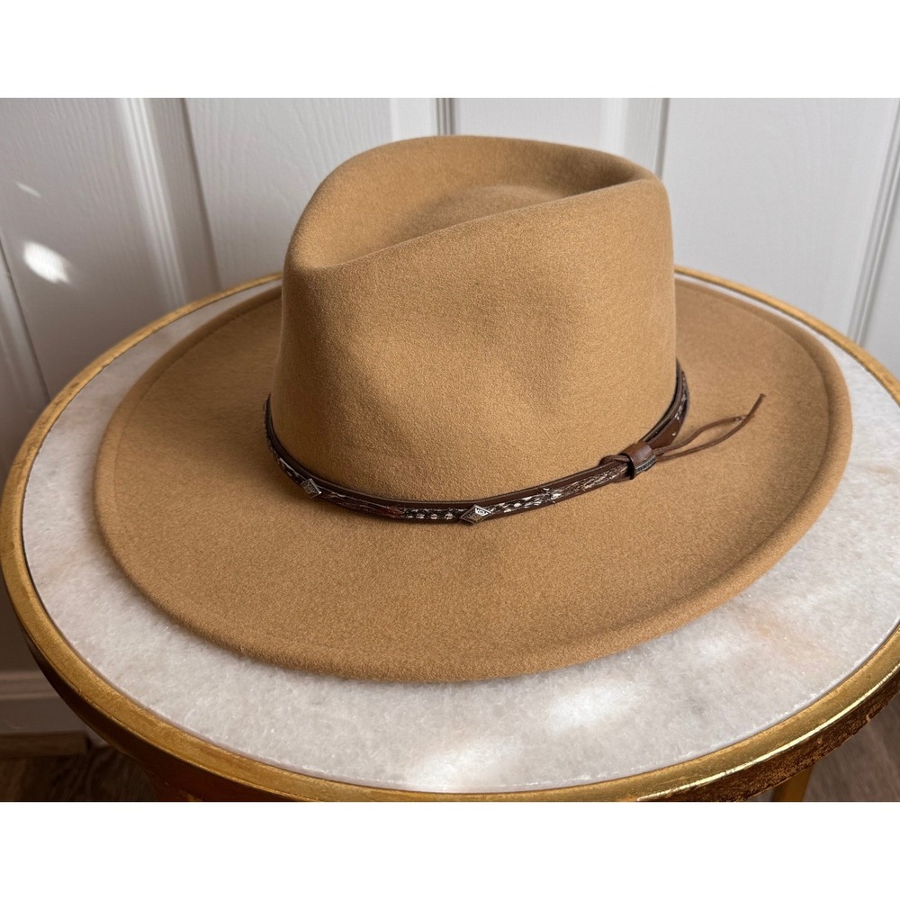 Stetson Mountain View Tan Crushable Wool Felt Fedora Hat XL Made in USA
